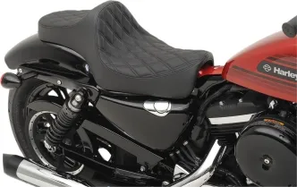 Drag Specialties Predator III Double Diamond Black Stitched Seat For Harley Davidson 2004-2022 Sportster Models (0804-0729)