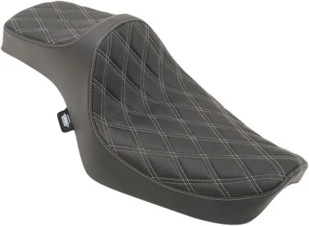 Drag Specialties Predator III Double Diamond Silver Stitched Seat For Harley Davidson 1986-2003 Sportster Models (0804-0733)