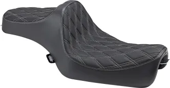 Drag Specialties Predator III Double Diamond Silver Stitched 2-Up Seat For Harley Davidson 2004-2022 Sportster Models (0804-0735)