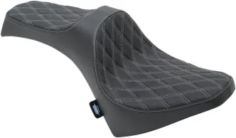 Drag Specialties Predator III Double Diamond Silver Stitched Seat For Indian 2015-2024 Scout/Scout Sixty Models (0810-2120)