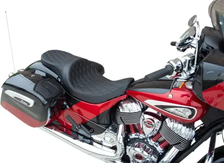 Drag Specialties Low-Profile Double Diamond Stitched Touring Seat For Indian 2014-2024 Chief, Chieftain, Roadmaster, Springfield & Super Chief Models (0810-2258)