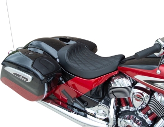 Drag Specialties Solo Double Diamond Stitched Solo Seat In Black For Indian 2014-2022 Chief, 2014-2022 Chieftain, 2015-2022 Roadmaster, 2016-2022 Springfield & 2022 Super Chief Models (0810-2267)