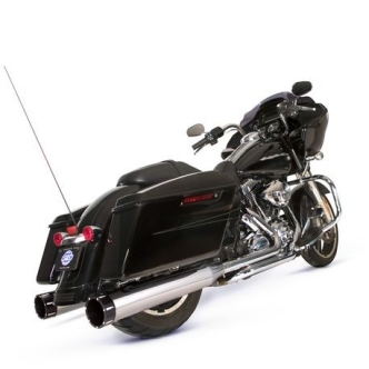 S&S Cycle El Dorado 2 Into 2 Exhaust System In Chrome With Black Tracer End Caps For Harley Davidson 2009-2016 Touring Models (550-0678B)