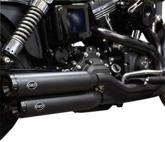 S&S Cycle Grand National Slip-Ons In Black With Black End Caps For Harley Davidson 2008-2017 Dyna Models With 2-1-2 Exhaust Systems (550-0725)