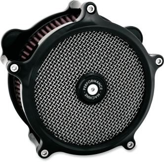 Performance Machine Super Gas Slim Air Cleaner In Black Anodised Finish For Harley Davidson 2008-2016 FLH, 2016-2017 FLST With Electronic Throttle (Except 2017-Up Touring, 2018-Up Softail & 2016-17 FXDLS) (0206-2150-B)