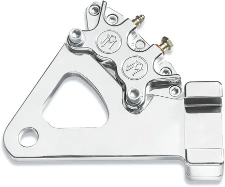 Performance Machine Rear 4 Piston Caliper Kit Classic In Polished Finish For Harley Davidson Custom Applications With 10 Inch Disc & 3/4 Inch Axle (1271-0052-P)