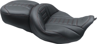 Mustang One-Piece Super Deluxe Seat With Red Stitching For Harley Davidson 2008-2023 Touring Models (79006AB)