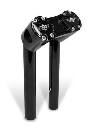Heinz Bikes 6 Inch Clubstyle Pullback Risers In Black With Black Top Clamp For 1 Inch Handlebars (HB-RPB1-6-BB)