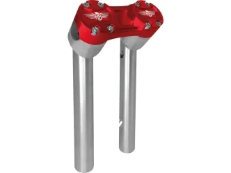 Heinz Bikes 10 Inch Clubstyle Pullback Risers In Silver With Red Top Clamp For 1 Inch Handlebars (HB-RPB1-10-SR)