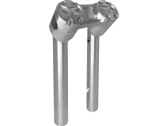 Heinz Bikes 10 Inch Clubstyle Pullback Risers In Silver With Silver Top Clamp For 1 Inch Handlebars (HB-RPB1-10-SS)