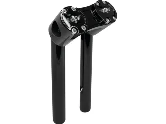 Heinz Bikes 10 Inch Clubstyle Pullback Risers In Black With Black Top Clamp For 1 1/4 Inch Handlebars (HB-RPB-10-BB)