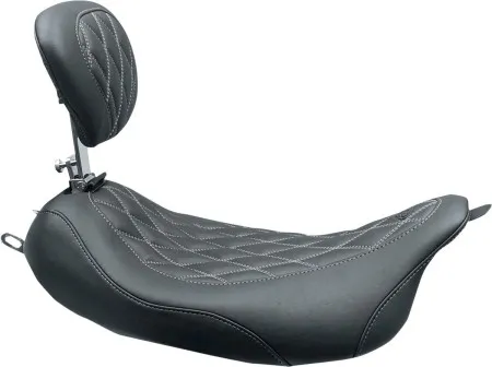 Mustang Wide Tripper Solo Seat With Gunmetal Grey Stitching With Drivers Backrest For Harley Davidson 2008-2025 Touring Models (excl. 23-25 VVT Models) (79727GM)