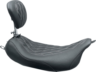 Mustang Wide Tripper Solo Seat With Gunmetal Grey Stitching With Drivers Backrest For Harley Davidson 2008-2023 Touring Models (79727GM)