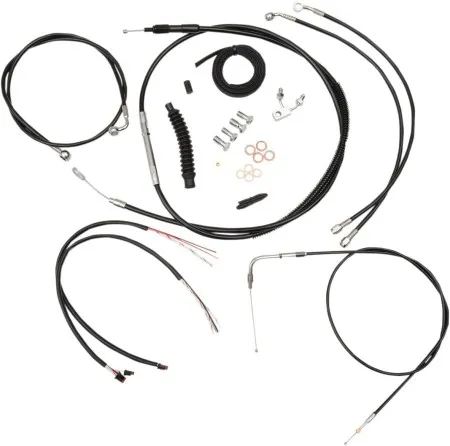 LA Choppers Complete Cable Kit For 15-17 Inch Ape Hangers Black Vinyl Coating Over Stainless Braided Steel For Harley Davidson 2016-2017 FXSB/SE Breakout Models (LA-8123KT2-16B)