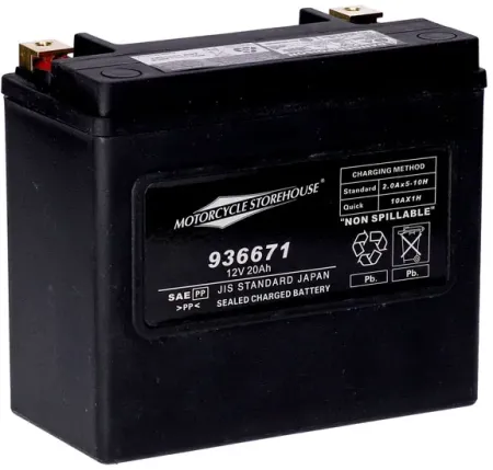 MCS Standard Series AGM Sealed Battery 12V, 20AH, 320CCA For Harley Davidson 1997-2025 Softail, 1997-2017 Dyna, 1997-2003 Sportster, 2007-2017 V-Rod (Excl. VRSCR), 2024 RA1250/S Pan America/Special/CVO & Buell S1, S3, ST, M2 & X1 Models (HVT 01 SLA-MCS)
