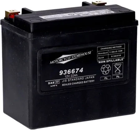 MCS Standard Series AGM Sealed Battery 12V, 22AH, 325CCA For Harley Davidson 1991-1996 Softail & Dyna Models (HVT 04 SLA-MCS)