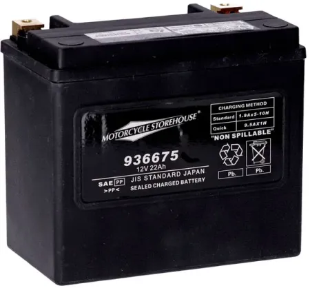 MCS Standard Series AGM Sealed Battery 12V, 22AH, 325CCA For Harley Davidson 1973-1986 E-Start FX, 1982-1994 & 1999-2000 FXR, 1984-1990 Softail, 1977-1978 XLCR, 1979-1996 Sportster & All Buell S2/T Thunderbolt Models (HVT 05 SLA-MCS)