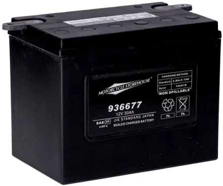 MCS Standard Series AGM Sealed Battery 12V, 30AH, 370CCA For Harley Davidson 1965-1984 FL, 1967-1978 Sportster & 1964-1973 45 Inch Servi-Car Models (HVT 07 SLA-MCS)