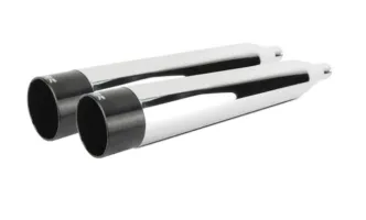 Two Brothers Racing Slip-On In Chrome With Black Endcap For 2017-2024 Touring Models (005-4560499D)