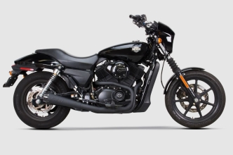 Two Brothers Racing 2-Into-1 Competition-S Exhaust In Black Finish With Carbon Fibre End Cap For 2015-2020 Harley Davidson Street 750/500 Models (005-5160199-B)