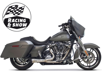 Two Brothers Racing 2-Into-1 Shorty Racing Exhaust in Raw Finish For 2018-2023 Softail Fat Bob, Deluxe, Low Rider / S, Slim, Street Bob & Standard Models (005-5120199)