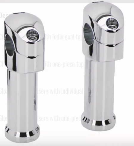 Zodiac 5 Inch Tall Fat Risers With Individual Top Clamps - Chrome - With 1 Inch Clamping Area (241594)