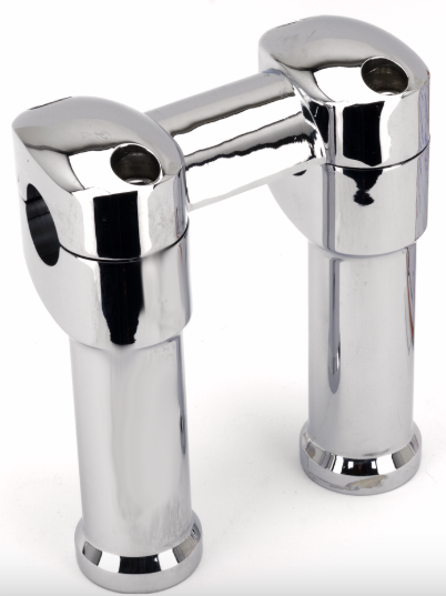 Zodiac 5 Inch Tall Fat Risers With One-Piece Top Clamps - Chrome - With 1 Inch Clamping Area (241590)