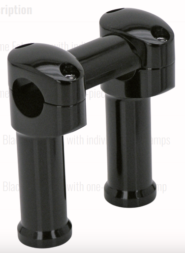 Zodiac 5 Inch Tall Fat Risers With Individual Top Clamps - Black - With 1 Inch Clamping Area (241596)