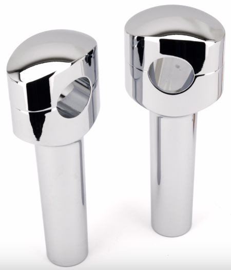Zodiac 5 Inch Design Fusion Billet Oval Risers - Smoothie - Chrome - 1 Inch Clamping Area (241069)