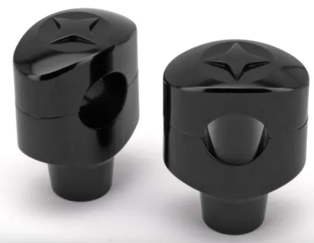 Zodiac 2 Inch Design Fusion Billet Oval Risers - Lone Star - Black - 1 Inch Clamping Area (241073)