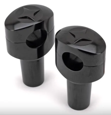 Zodiac 3 Inch Design Fusion Billet Oval Risers - Lone Star - Black - 1 Inch Clamping Area (241076)