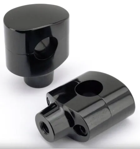 Zodiac 2 Inch Design Fusion Billet Tapered Oval Risers - Smoothie - Black - 1 Inch Clamping Area (241097)