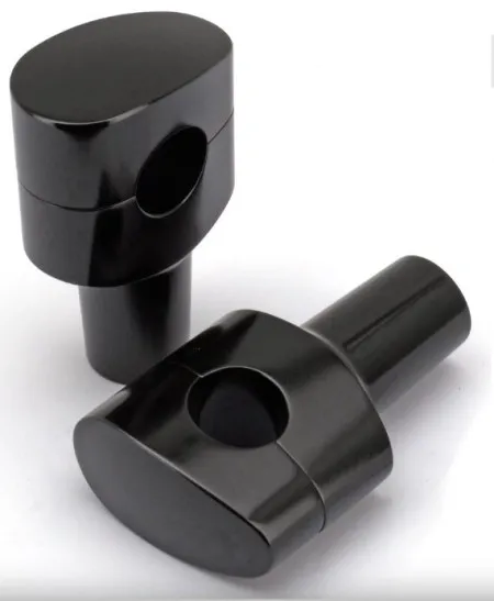 Zodiac 3 Inch Design Fusion Billet Tapered Oval Risers - Smoothie - Black - 1 Inch Clamping Area (732000)