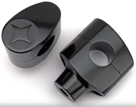 Zodiac 2 Inch Design Fusion Billet Tapered Oval Risers - Lone Star - Black - 1 Inch Clamping Area (241098)