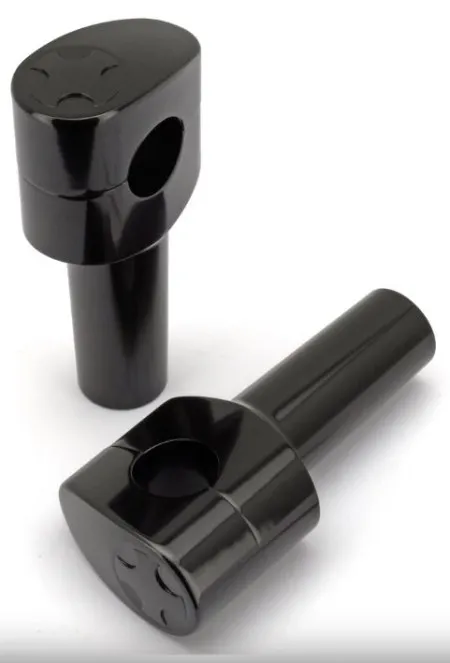 Zodiac 4 Inch Design Fusion Billet Oval Risers - Crossblade - Black - 1 Inch Clamping Area (732005)