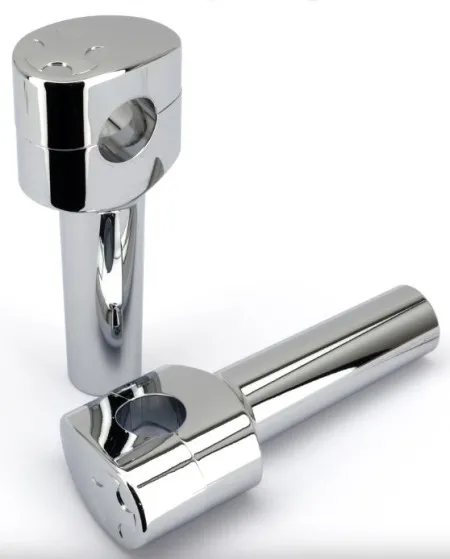 Zodiac 5 Inch Design Fusion Billet Oval Risers - Crossblade - Chrome - 1 Inch Clamping Area (241096)