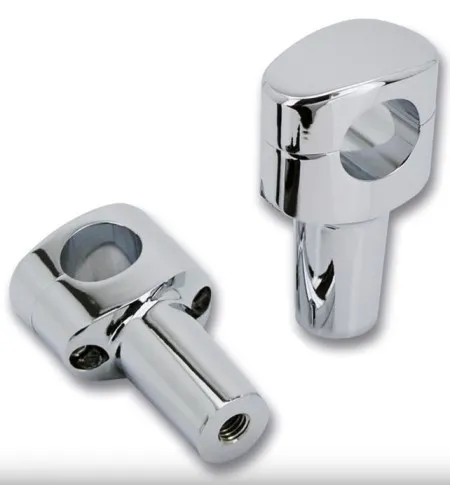 Zodiac 3 Inch Tall Fusion II Billet Tapered Oval Head Risers - Chrome - 1 Inch Clamping Area (241045)