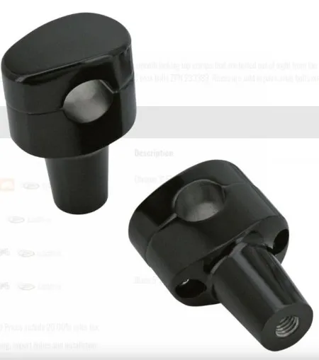 Zodiac 3 Inch Tall Fusion II Billet Tapered Oval Head Risers - Black - 1 Inch Clamping Area (241057)