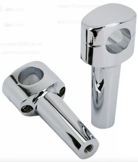 Zodiac 5 Inch Tall Fusion II Billet Tapered Oval Head Risers - Chrome - 1 Inch Clamping Area (241046)