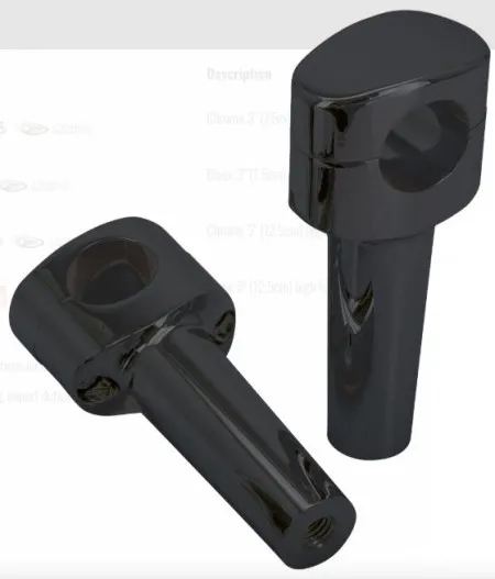 Zodiac 5 Inch Tall Fusion II Billet Tapered Oval Head Risers - Black - 1 Inch Clamping Area (241058)