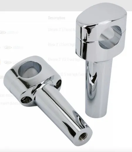 Zodiac 5 Inch Tall Fusion II Fat Bar Risers - Chrome - With 1 1/4 Inch Clamping Area (241044)