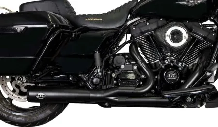 S&S Cycle 2 Into 1 Diamondback Black Race Exhaust System For Harley Davidson 2017-2024 Touring Models (550-1028)
