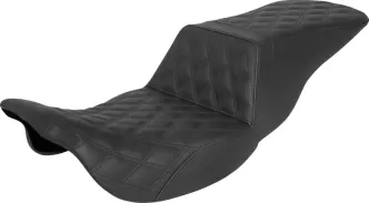 Saddlemen Tour Step-Up Front & Rear Lattice Stitched Seat In Black For Harley Davidson 2008-2023 Touring FLHR, FLHT, FLHX & FLTR Models (808-07B-195)