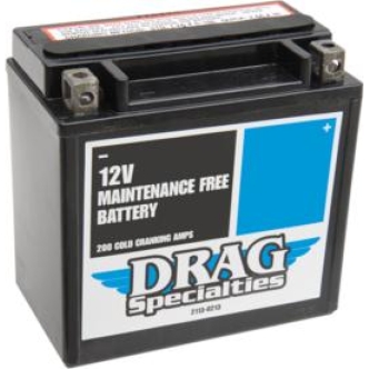 Drag Specialties Battery Maintenance Free AGM 12V Lead Acid Replacement in Black Finish For 2004-2020 XL, 2015-2020 XG 500/750/750A Models (DTX14L-BS-EU)