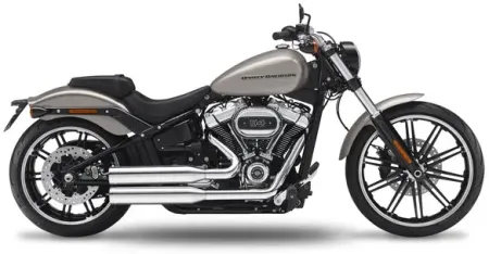 KessTech Long Straight Cut 2 Into 2 ECE Approved Adjustable Exhaust System In Chrome For Harley Davidson 2021-2022 Softail Breakout FXBRS & Fat Boy FLFBS Models (213-5109-745)