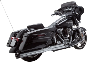 S&S Cycle Sidewinder 2 Into 1 Exhaust System In Chrome With Black End Cap For Harley Davidson 2017-2024 M8 Touring Models (550-0758D)