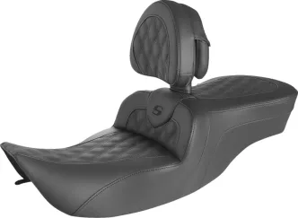 Saddlemen Roadsofa Lattice Stitched Seat With Drivers Backrest For Harley Davidson 1997-2007 FLHR & FLHX Models (897-06-182BR)