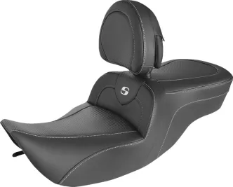 Saddlemen Roadsofa Carbon Fiber Seat With Drivers Backrest For Harley Davidson 1997-2007 Touring FLHR & FLHX Models (897-06-185BR)