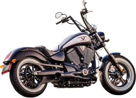 Trask Performance Hot Rod 2 Into 1 Stainless Steel Exhaust System In Black For Non-Touring Victory 2006-2016 Vegas, Vegas 8-Ball, Kingpin, Gunner, Judge, Boardwalk, Hammer and Highball Models (TM-3034BK)