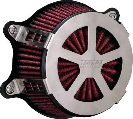 Vance & Hines VO2 Radiant V Air Cleaner In Brushed Stainless Steel Finish for 2008-2017 HD Softail, Touring And Trike Models (71463)